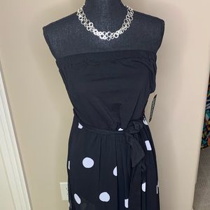 NY & Co. Black w/Polka Dot Maxi Dress. NWT